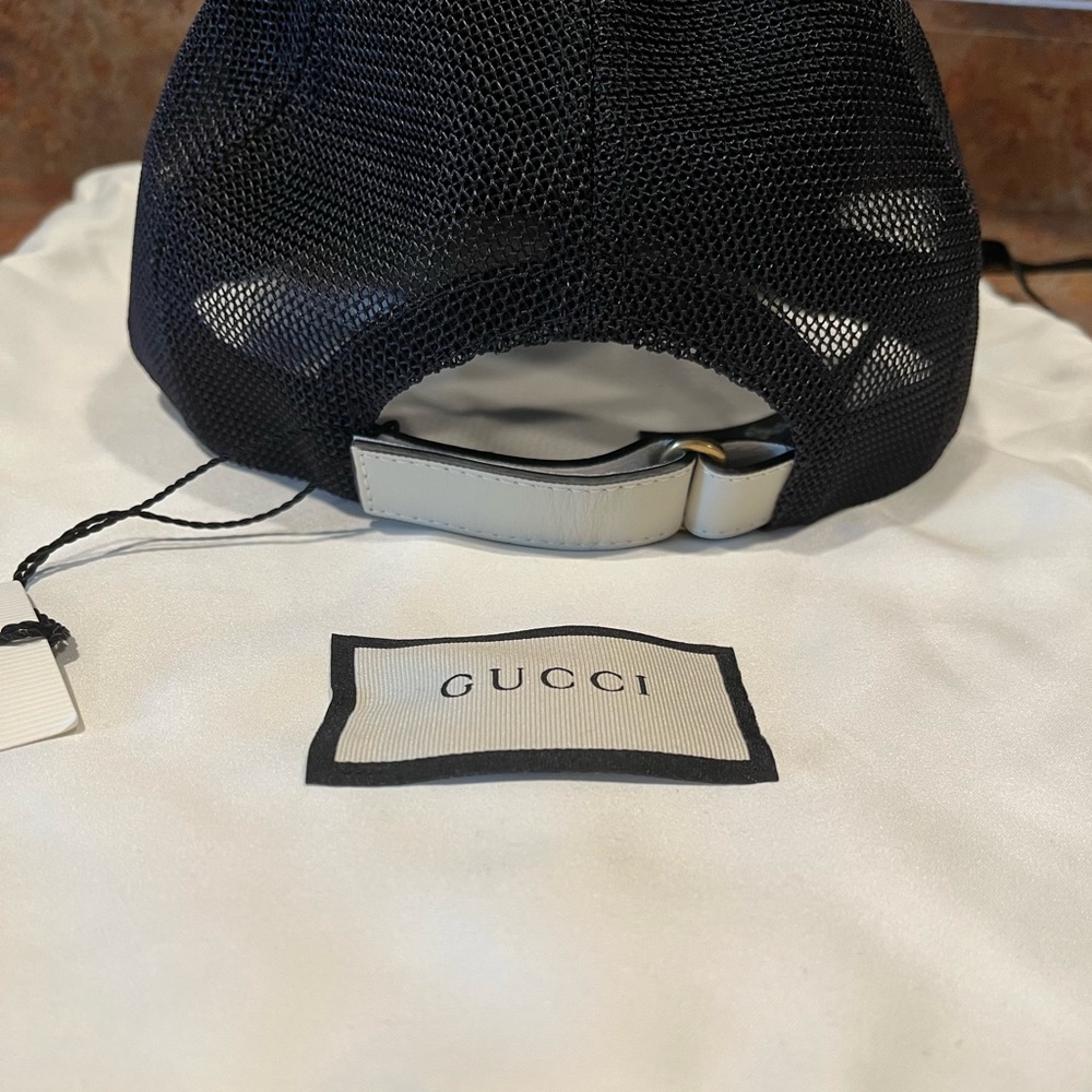 Authentic white and gold leather Gucci hat